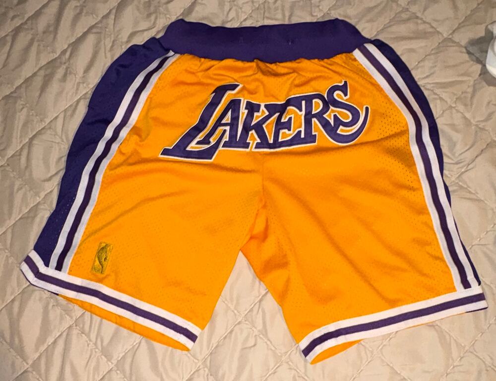 Just Don Los Angeles Lakers 1996 Basketball Shorts - Yellow/Purple